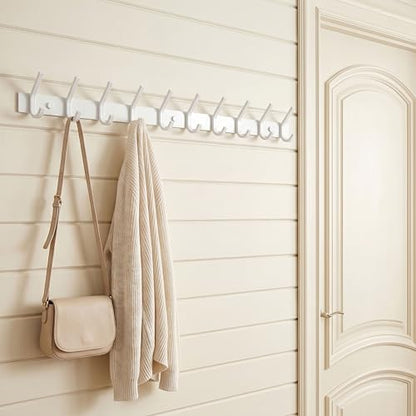 WEBI Coat Rack Wall Mounted,10 Hooks,30" Long Coat Hooks Wall Mount White,Coat Hanger Wall,Hook Rack,Jacket Hooks for Coats,Clothes,Hats - size: 10 Hooks