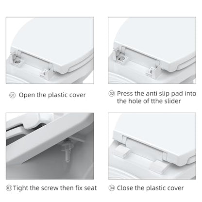 GarveeTech Toilet Seat, Round Toilet Seat, Quick-Release Structure Toilet Seat, Quick-Attach Hardware & Full Flat With Grip-Tight Bumpers, Quiet-Close Seat, White - size: 17 Inch
