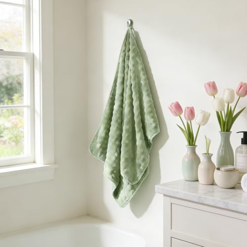 COZYART Lint Free 8 Pcs Bathroom Towel Set Ultra Soft Microfiber Sage Green | Ultra Soft, Fluffy, Thick, Highly Absorbent, Quick Dry, No Shedding, No Pilling, Fade Resistant, Durable, Long-lasting - color: Sage Green