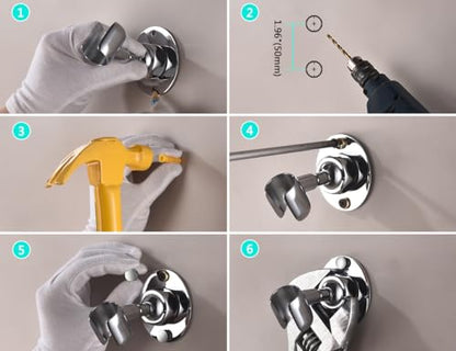 Adjustable Shower Head Holder Wall Mount Solid Brass | Handheld shower bracket with screw mount and pivot ball joint for 360° rotation. Fits most sprayers and wands(chrome) - color: Chrome Finish