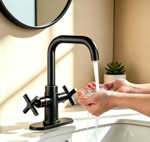 Bathroom Sink Faucet, 4 Inch Single Hole or 3 Hole Centerset Vanity Faucet, 2-Handle Handle Single Hole Bahroom Sink Faucet, Pop Up Drain Oil Rubbed Bronze Finish DF-1265CCH-ORB - color: Oil Rubbed Bronze