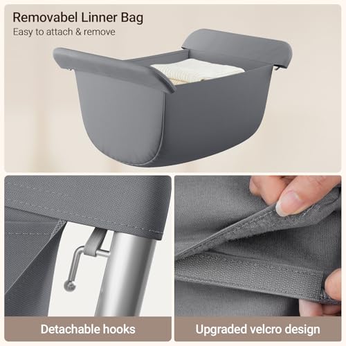 ELYKEN Laundry Basket with Wheels, Collapsible Laundry Hamper, Gray | Removable Liner Bag, Foldable Design, 118L Capacity, Sturdy Metal Frame, 4 Casters, Laundry Cart for Bedroom, Laundry Room - color: Gray, size: 25.6"L x 22"W x 33"H