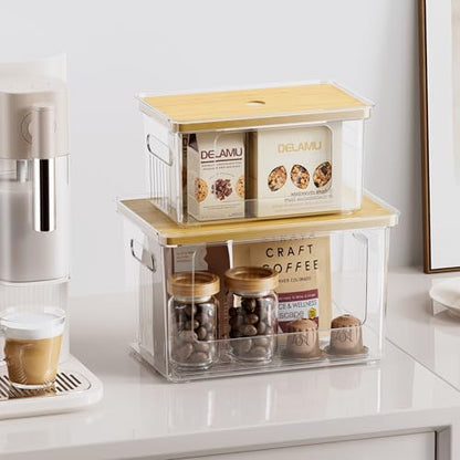 Delamu 2 Pack (XL+S) Trash Bag Dispenser, Stackable Garbage Bag Holder | Clear Acrylic Organizer Bins for Under Sink Organization, Pantry Storage, Cabinet, Kitchen, Laundry, Bathroom - size: XL+S-2 Pack