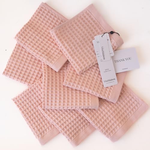 Waffle Washcloths Set of 8 Green - Premium Quality 100% Turkish Cotton Face Washcloth, Soft Makeup Towel, Shower Cloth, Kitchen Towel (Dark Green, Set of 8 Washcloths) - color: Dark Green, size: Set of 8 Washcloths