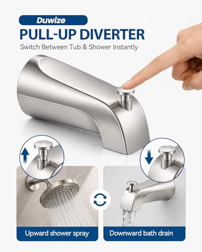 Universal Bathtub Faucet with Diverter, Tub Spout Replacement Fits 1/2" Slip-on Copper Pipe and 1/2" & 3/4" IPS Threaded, Bathroom Tub Faucet Set with Adapters and Hex Wrench (Brushed Nickel) - color: Brushed Nickel