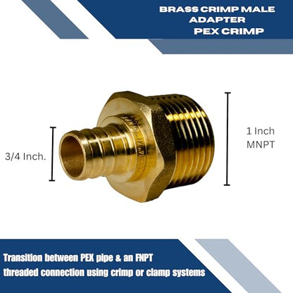 XFITTING 3/4 inch Pex x 1 inch Male NPT Adapter, 24-4-7=2X, 2 Pieces - size: 3/4" Pex x 1" Male