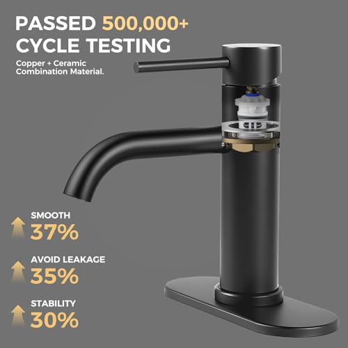 Bathroom Sink 1 Hole Single Handle Lever Faucets Stainless Steel | Pop Up Drain,Deck Plate,Flexible Hoses,1 or 3 Hole,Modern,for Vanity RV Bath Basin Wash Room Restroom Home,Matte Black - color: Matte Black