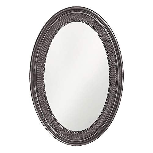 Howard Elliott Collection Ethan Glossy Charcoal Gray Oval Decorative Wall Hanging Mirror, Resin Frame Vanity Mirror Pefect Home Decor, 21 x 31 Inch - color: Charcoal Gray
