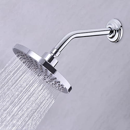 9 Inch Chrome Shower Arm and Flange Stainless Steel Angled Pipe | Wall Mounted Head Extension with Polished Finish, Gooseneck Curved Shower Neck - color: Chrome, style: 9 inch