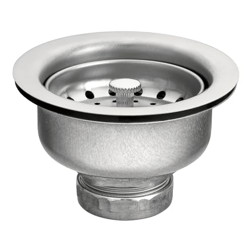 Moen 22037 3-1/2 Inch Drop-In Basket Strainer with Drain Assembly, Satin - color: Satin, size: 1 Count (Pack of 1)