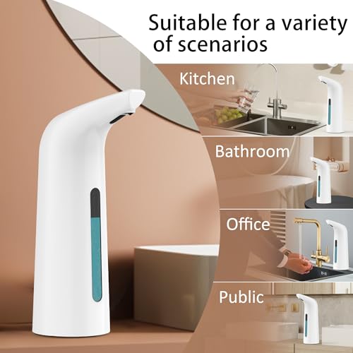 Automatic Liquid Soap Dispenser, 4-Level,13.5oz Touchless | Plastic,400ml White Electric Battery Operated Hand & Dish Countertop Soap Dispensers with Sensor for Bathroom,Kitchen Sink - color: White, style: Battery