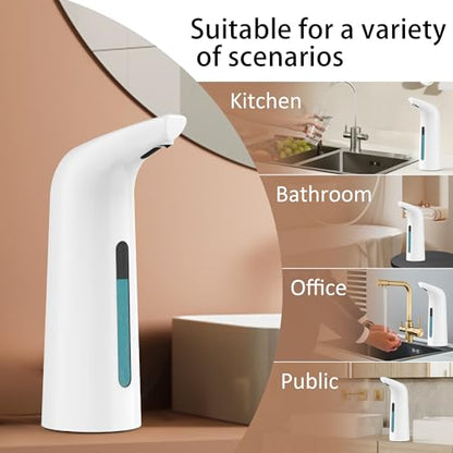 Automatic Liquid Soap Dispenser, 4-Level,13.5oz Touchless | Plastic,400ml White Electric Battery Operated Hand & Dish Countertop Soap Dispensers with Sensor for Bathroom,Kitchen Sink - color: White, style: Battery