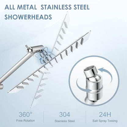 12x8 Inch Rectangle Rain Shower Head Chrome, All Metal Stainless Steel 304, Full Body Rainfall Shower with 112 Silicone Nozzles, Ceiling Rain Showerheads - color: A-Chrome Polished, size: 12 x 8 Inch Rectangle