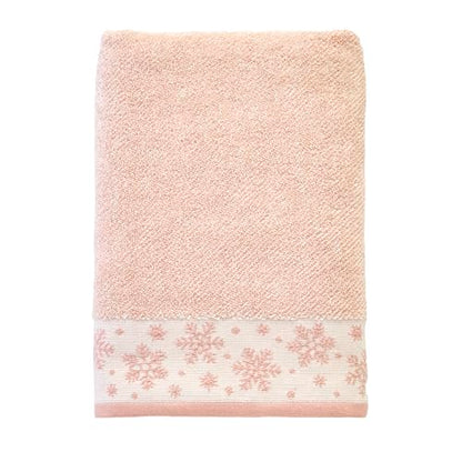 SKL Home Christmas/Winter Heather Snowflake Bath Towel, Blush Pink | 100% Cotton. 500 GSM. Plush & absorbent jacquard. Great for holiday gifting. - color: Heather Snowflake (Blush), style: Bath Towel