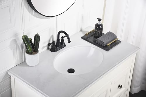 Matte Black 4 Inch Centerset Bathroom Sink Faucet 3 Hole with Pop up Drain | Derengge High Arc Classic 2-Handle Bathroom Faucet, Vanity Lavatory Faucet with 360° Swivel Spout，F-4501-MT - color: Matte Black