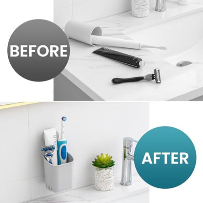TAILI Suction Toothbrush Holder, Powerful Toothpaste Toothbrush Suction Cup, Self-draining Shower Razor Holder, Shower Toothbrush Holder for Wall, Kitchen Tableware Holder, Gray - color: Gray