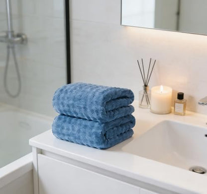Bath Towels Pack of 2(35'' x 66'') Quick Dry Microfiber Shower Towel for Hotel,Bathroom,Guest,Spa,Gym Yoga, SPA - Blue - color: Blue, size: 35x66" BATH Towel Set of 2