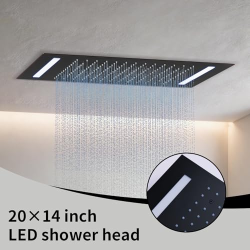 AYIVG Ceiling Mount 20x14 Inch Rainfall Shower System With 6 On Off Body Jets 3 Way Diverter Shower Faucet And Handheld Shower Heads Temperature Display Set (Oil Rubbed Bronze) - color: Oil Rubbed Bronze