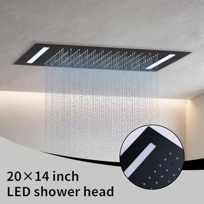 AYIVG Ceiling Mount 20x14 Inch Rainfall Shower System With 6 On Off Body Jets 3 Way Diverter Shower Faucet And Handheld Shower Heads Temperature Display Set (Oil Rubbed Bronze) - color: Oil Rubbed Bronze