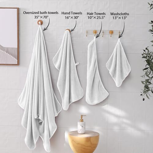 8 Piece Bath Towel Set,Extra Large Bath Sheets 35"x70"-White | Super Soft Microfiber, Lint Free & Quick Dry Towels for Bathroom,Gym,Hotel–2 Bath,2 Hair,2 Hand,2 Washcloths - color: White, size: 8Piece Towel Set