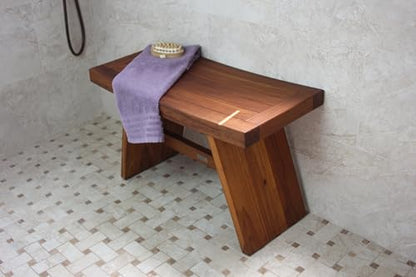 The Original 30" Asia Teak Shower Bench | Durable, Water-Resistant Teak, Shower Chair & Shaving Foot Rest, Indoor/Outdoor Use