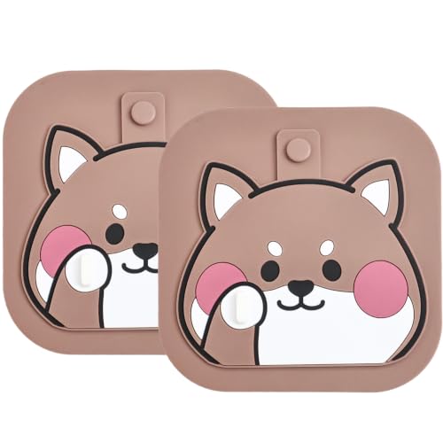 2Pack Square Shower Drain Hair Catcher for Bathtub and Shower | Khaki thick silicone, cartoon animal design, reusable hair stopper for floor drains, kitchen laundry room utility use - color: Khaki