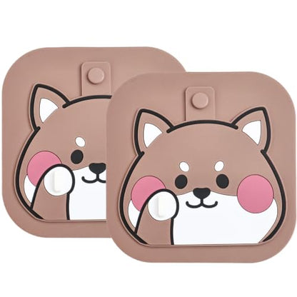 2Pack Square Shower Drain Hair Catcher for Bathtub and Shower | Khaki thick silicone, cartoon animal design, reusable hair stopper for floor drains, kitchen laundry room utility use - color: Khaki