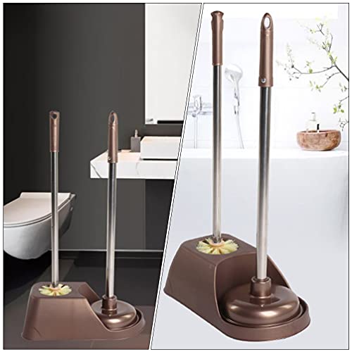 DOITOOL Toilet Brush and Plunger Set with Long Ergonomic Handle for Deep Cleaning Bathroom Toilets Non-Slip Grip Toilet Cleaning Tools for Home Maintenance 20.5 Inch Length