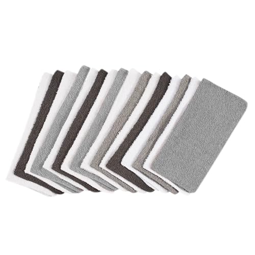 MA'INSTAYS 18 Pack Assorted Cotton Terry Thin Washcloths Rags (2 Packs Multi Gray)