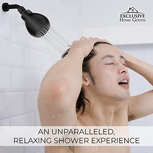 High Pressure Shower Head - Powerful Deluxe Bathroom Showerhead with Strong Spray Stream and Small Silicone Nozzles - Universal Fit Works with High and Low Water Flow Showers - color: Oil Rubbed Bronze, size: 2.5 GPM