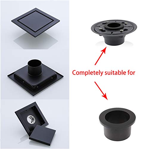 RANDOM Black Shower Drain Square with Removable Tile Insert 6 Inch Drain Cover and Hair Strainer,SUS 304 Stainless Steel Matte Black Shower Floor Drain - color: D-matte Black-6″ Square