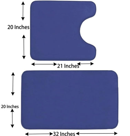 Madeals Memory Foam Bathroom Toilet Rug Set 4 Piece with Toilet Lid Cover and Tank Covers Navy Blue - color: Navy Blue