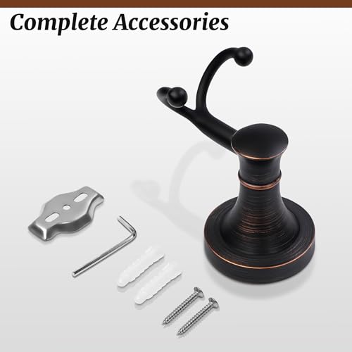 Oil Rubbed Bronze Bathroom Towel Hook, Bronze Bathroom Robe Hook, Heavy Duty Double Towel Hooks Bath Farmhouse Coat Clothes Hook Wall Mounted Rustic for Kitchen Washroom - color: Bronze