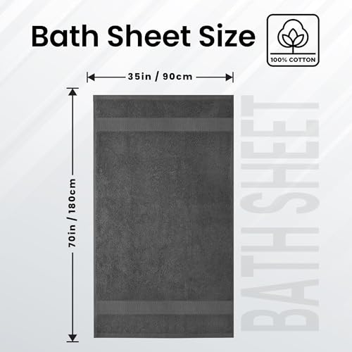 Infinitee Xclusives – Luxury Bath Sheets Towels – 1 Pack 600 GSM (35X70 Inches) – 100% Ring Spun Cotton Large Bath Towels for Bathroom (Shadow Grey, Bath Sheets - Pack 1) - color: Shadow Grey, size: Bath Sheet - 1 Pack