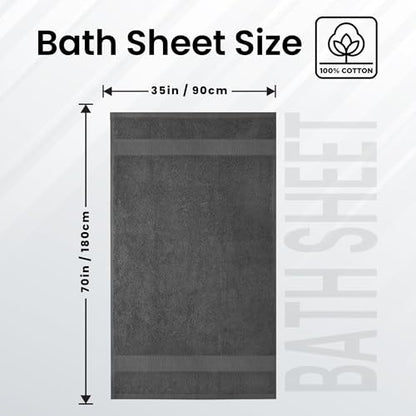 Infinitee Xclusives – Luxury Bath Sheets Towels – 1 Pack 600 GSM (35X70 Inches) – 100% Ring Spun Cotton Large Bath Towels for Bathroom (Shadow Grey, Bath Sheets - Pack 1) - color: Shadow Grey, size: Bath Sheet - 1 Pack