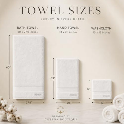 100% Egyptian Cotton Towel Set, 600 GSM, Double Twisted Yarns, Ultra Soft & Highly Absorbent Towels, Made in Egypt. (White, Single Set Cotton Towels) - color: White