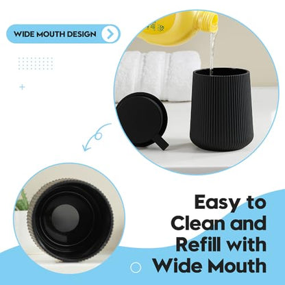 YAUKPH Striped Liquid Hand Soap Dispenser Black | with Leak-Proof Pump for Bathroom and Kitchen Countertop 11oz - color: Black, size: Liquid Dispenser