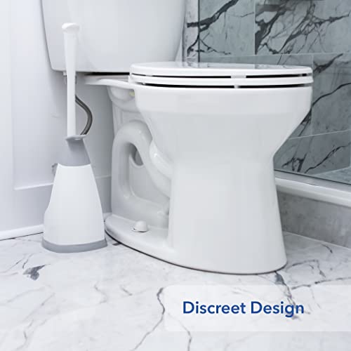 Unger EZ Plunger with No-Drip Carrying Caddy, Tight Seal Toilet Bowl Tool with Portable Holder, Discreet Bathroom Cleaning Supplies, Declogger with Cover, Accordion Shape for Less Splash Back - style: EZ Plunger