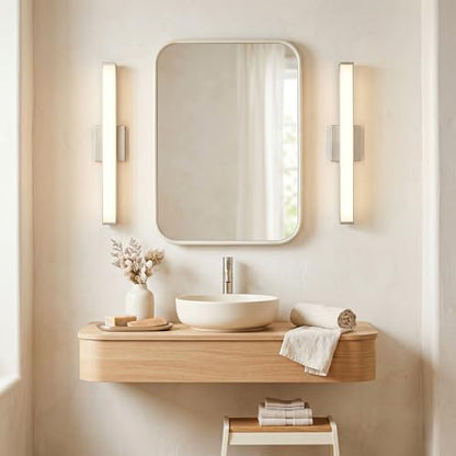 URSOLA 24" Modern LED Bathroom Light Fixtures, Chrome 3CCT Dimmable Bathroom Vanity Light Over Mirror, Bathroom Vanity Bath Bar Lights with Double Layer Acrylic Shade - color: Chrome, size: 24inch