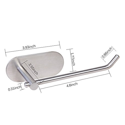 Self Adhesive Wall Mount Toilet Paper Holder Adhesive Toilet Roll Holder for Bathroom Kitchen Stick on Wall Stainless Steel Brushed - color: Silver