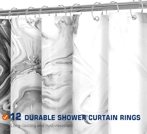 Shower Curtain Rings,12 Pack Round Shower Curtain Hooks for Bathroom Glide Smoothly Rustproof Metal Shower Hooks for Shower Curtain Rod,Snap Joint Design, Zinc Alloy, Nickel - color: Silver