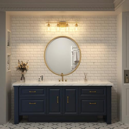 VONLUCE 4 Light Bathroom Vanity Light Fixture,Brushed Gold | Wine Glass Shades, E26 Sockets, Easy to install, Vanity Lights for Bathroom Bedroom Hallway Living Room - color: Gold, size: 4-Light