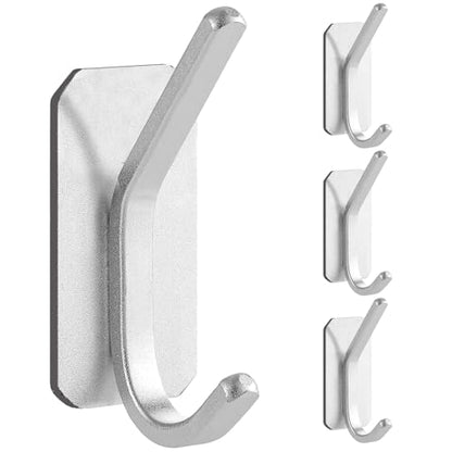 Paoli Heavy Duty Adhesive Wall Hooks, 30 lb Max Load Waterproof Hooks for Bathroom Towels Coats Bags, No Drill Damage-Free for Renters Apartment Dorm, White, 4 Pack - color: White