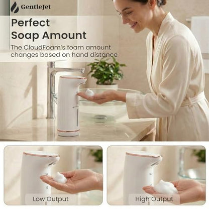 GentleJet Cloudfoam Automatic Foaming Soap Dispenser Touchless Foam Dispenser for Kids & Family, Soft Rich Foam, USB-C Rechargeable, No-Clog Design, IPX5 Waterproof, 320 ml - color: White - Rose Gold