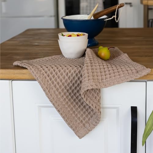 Waffle Washcloths Set of 8 Brown - Premium Quality 100% Turkish Cotton Face Washcloth, Soft Makeup Towel, Shower Cloth, Kitchen Towel (Brown, Set of 8 Washcloths) - color: Brown, size: Set of 8 Washcloths