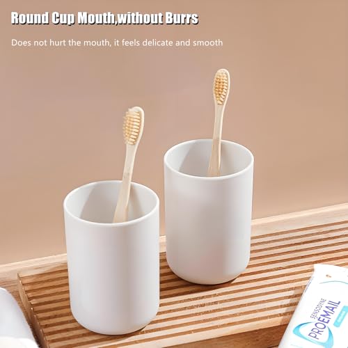 2 Pieces Plastic Bathroom Tumbler Cup Toothbrush Holder Organizer Tumbler Cups for Bathroom Vanity,300ml(White & Grey)