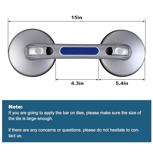 New Shower Handle Shower Grab Bars for Bathtubs and Showers,Strong Hold Suction Cup Grip Grab,Bath Handle for Handicap Elderly Seniors Bathroom Safety Grab Bar（Silver Blue）