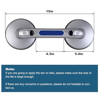 New Shower Handle Shower Grab Bars for Bathtubs and Showers,Strong Hold Suction Cup Grip Grab,Bath Handle for Handicap Elderly Seniors Bathroom Safety Grab Bar（Silver Blue）