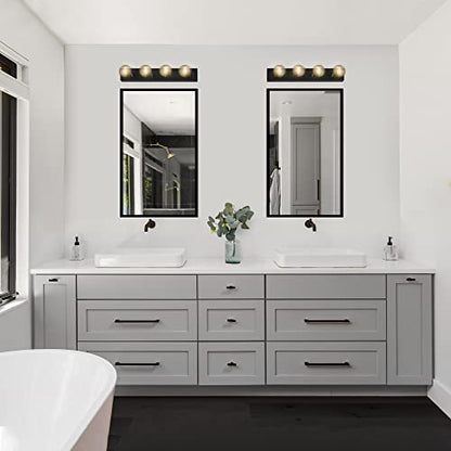 Design House Vanity Lights, 4 Linear Lights, Dimmable, Horizontal or Vertical Use, Uses (4) 60W Bulbs, for Bathroom/Makeup Vanity, Matte Black, 24.0. in. L x 4.33 in. H x 2.0 in. D, 588574-BLK - color: Matte Black