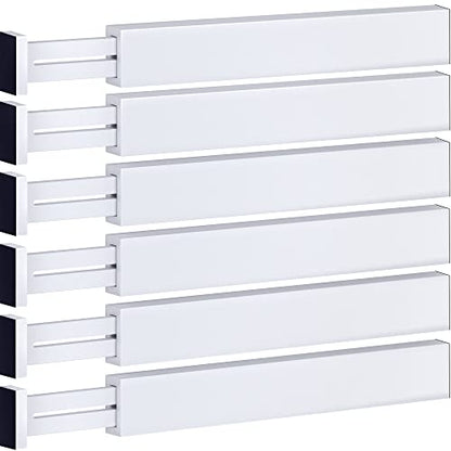 6-Pack Drawer Dividers 2.6-Inch High Dresser Organizer 16 to 22 Inch, White | Bamboo, Spring Loaded, No Tools Needed, Fits Wide Drawers for Socks, Clothes, Utensils, Bedroom, Bathroom, Kitchen, Office - color: White